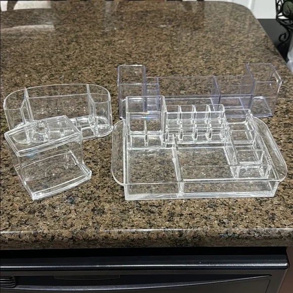 4 piece Clear Acrylic Makeup Organizer Set
