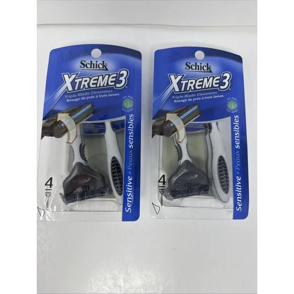 LOT OF 2 Schick Xtreme 3 Refresh Disposable Razor 4 pack Sensitive 8 total razor