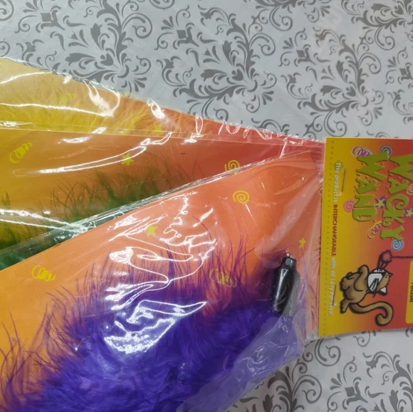 Lot of 3 Lazy Pet Interactive Tiger Tail Tease Cat Toy Purple, Green & Yellow C4