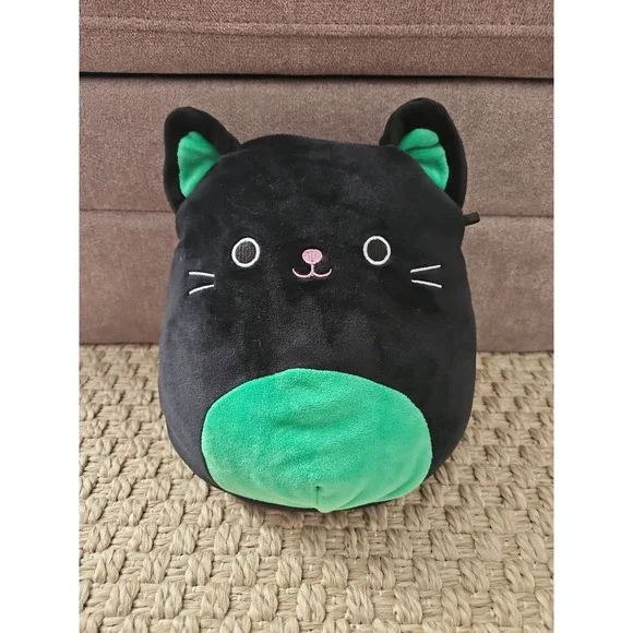 Squishmallow Cleo the Cat Halloween Black & Green Kitten Kellytoy Plush