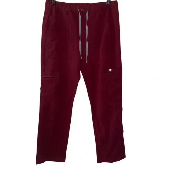 Figs Cairo Cargo Scrub Pants Burgundy Sz Small Short Unisex pockets TM3001S