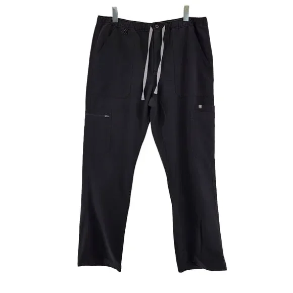 Figs Mens Scrub Pants‎ Cairo Cargo Size XL Black Zip Closure 31