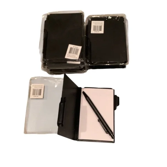 Mini Black Notebook Set With Pen 10 Pc Molded Plastic‎ Cover Blank Notepads 4in