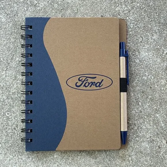 Ford Mini Spiral Notebook With Pen Blue Brown Recycled Materials Notes Journal