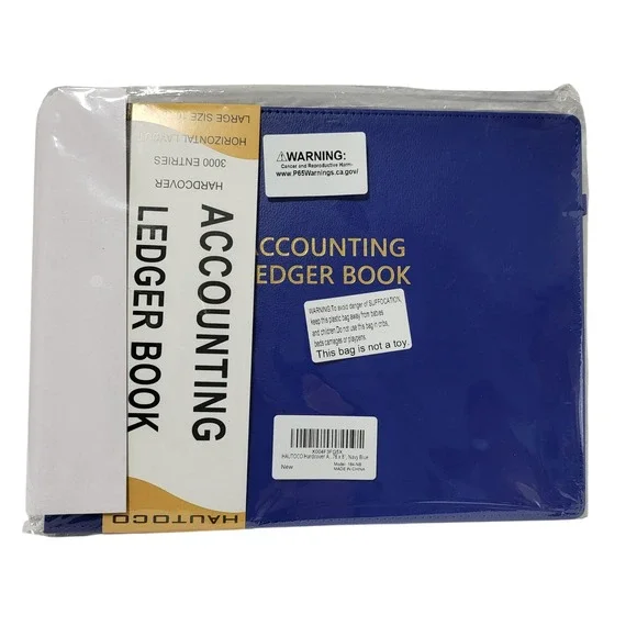 HAUTOCO Accounting Ledger Book Hardcover Large 10.78 x 8 Navy‎ Blue 3000 Entries