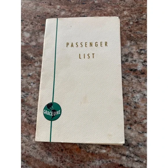 1954 S.S. Santa Isabel Graceline Passenger List West Coast S America to NY