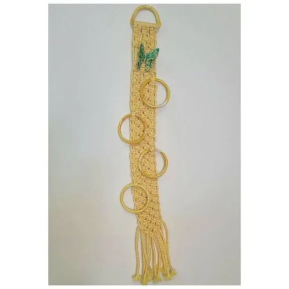 Vintage 1970's Butterfly Macrame Hand  Towel Holder.