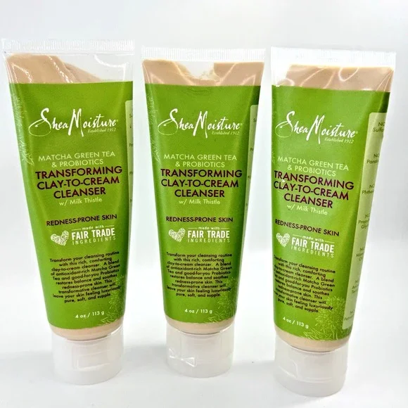 3 X Shea Moisture Matcha Green Tea & Probiotics Clay to Cream Cleanser NEW LOT 3