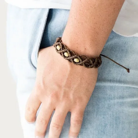 Unisex woven with gold accent bead bracelet