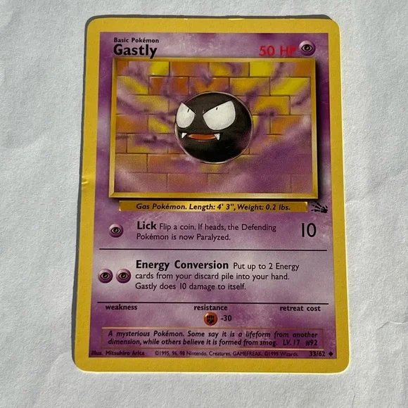 Vintage Pokemon Gastly Fossil Set Playing Card