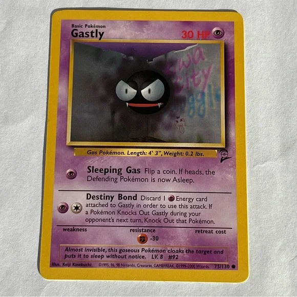 Vintage Pokemon Gastly Series Two Playing Card