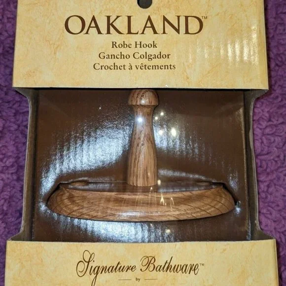 Oak Finish Robe Hook - Oval - Signature Bathware by Bath Unlimited - NIB