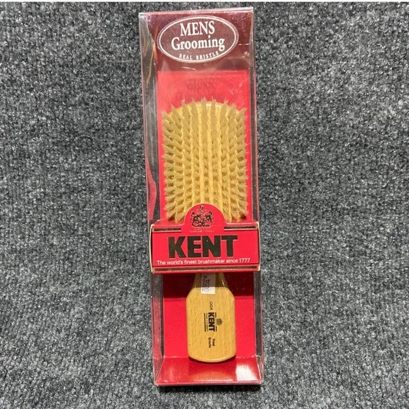 Kent OG4 VTG Mens Grooming Real Bristle Beechwood Hair Brush Made in England