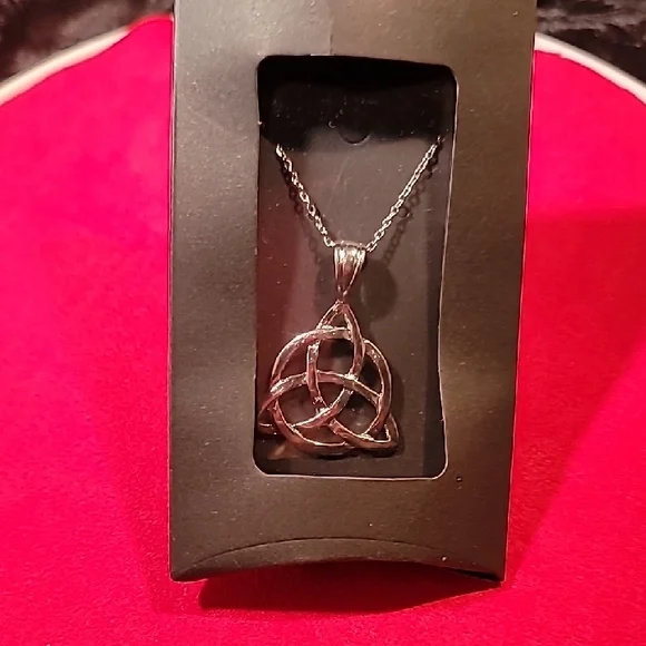 0510. Silver Interwoven ~Triquetra Pendant w/ Radiant Detailing and 18
