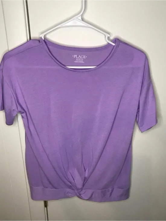 The Children’s Place Girls Lavender Twist‑Front Tee Size XL | Short Sleeve Top