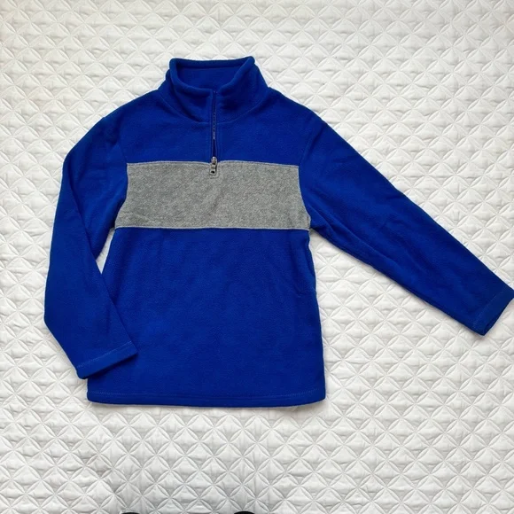 The Children's Place Blue Gray Stripe Quarter Zip Fleece Sweatshirt Size M