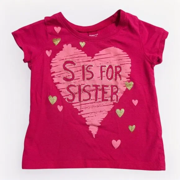 The Children's Place 18-24M Pink S Is For Sister Heart Graphic Tee Toddler