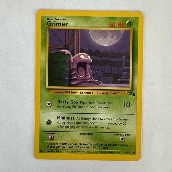Vintage Pokemon Grimer Fossil Set Playing Card