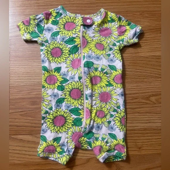 The Children's Place Yellow Pink Sunflower Print One-Piece