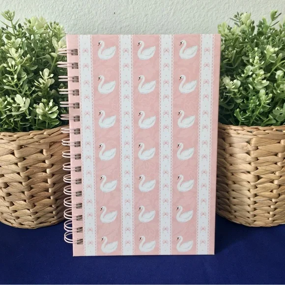 Pretty Swan and Bows Spiral Notebook
