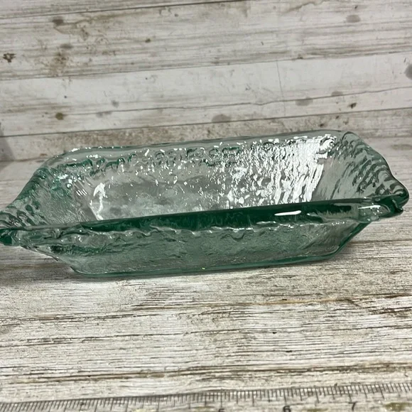 Recycled Textured Sea Green RECTANGLE Glass Bowl/Storage Tray