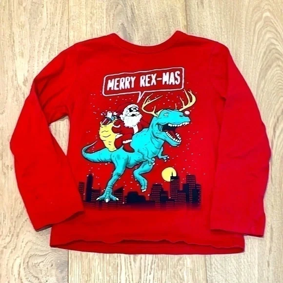 The Children’s Place Baby And Toddler Boys Santa Dino Graphic Tee Size 4T