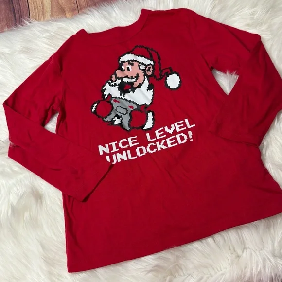 The Children’s Place Youth Boy Size Small (5/6) Long Sleeve Holiday Shirt