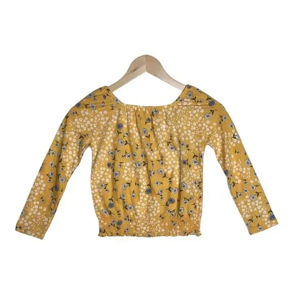 NWT The Children's PLACE Yellow Floral Print Top Size Small‎ Tuscan Sun