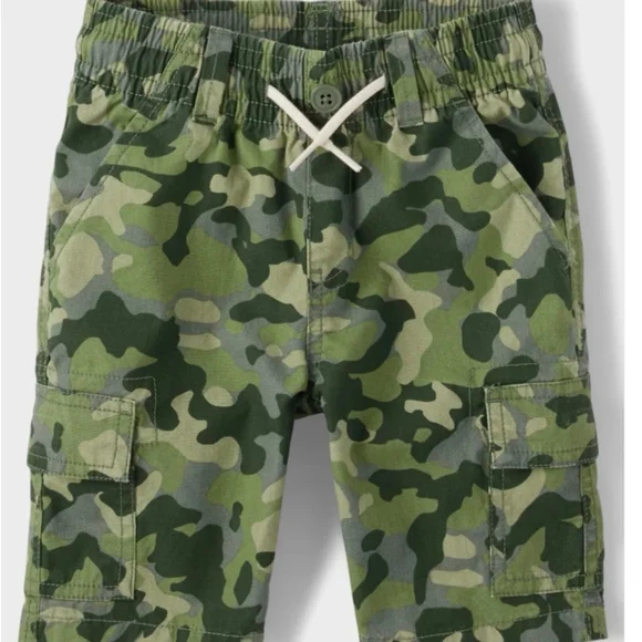 The Children's Place Boys Camo Pull On Cargo Shorts - Green | Sz 12 | NWOT