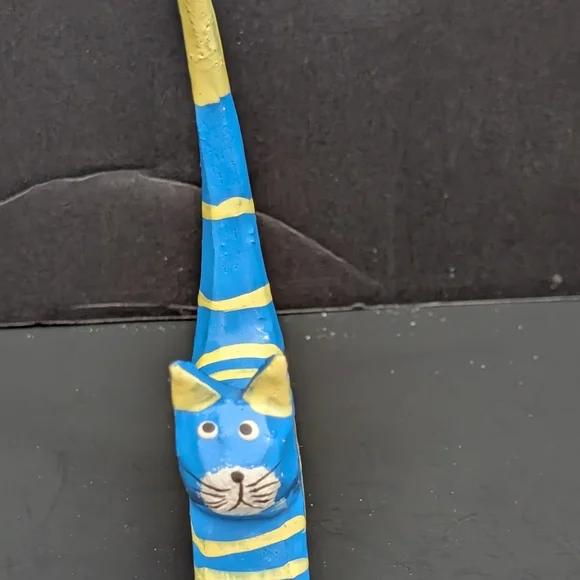 Blue and Yellow Cat Figurine