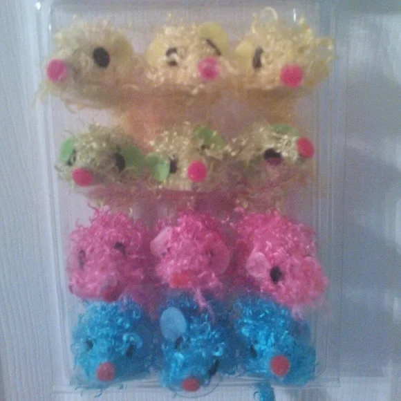 Vo-toys 12 Pack Shaggy Curly Mini Mice Fuzzy Value Pack In Bright Vivid Colors