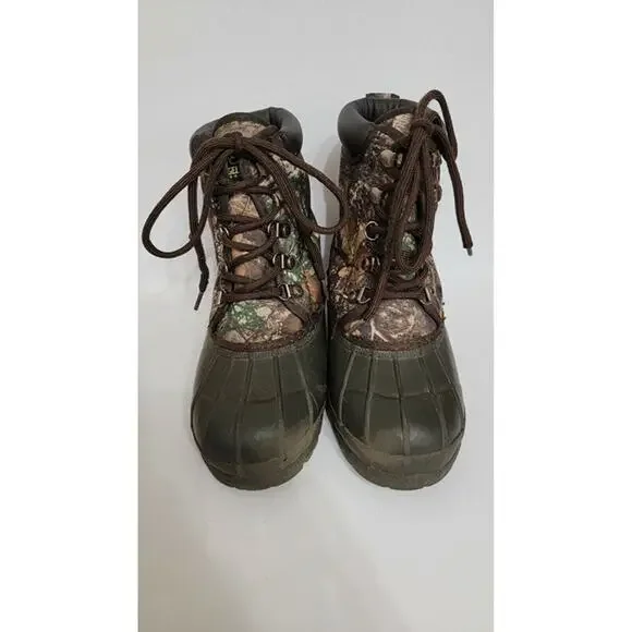 Magellan Outdoor Waterproof Boots Youth Size 2 Mossy Laces Camo Print Hunting