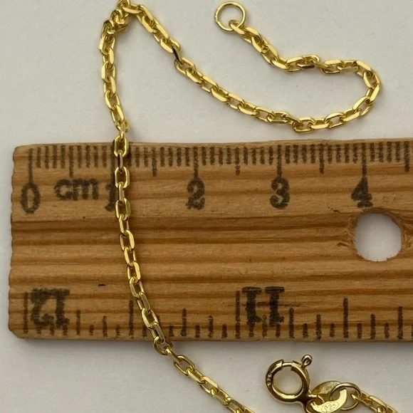 925 Silver 7.5” 2mm bracelet link chain 18k yellow gold plated Unisex