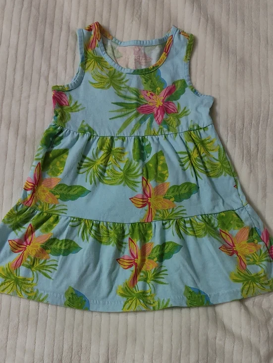 The Children's Place Blue Tropical Floral Sleeveless Dress