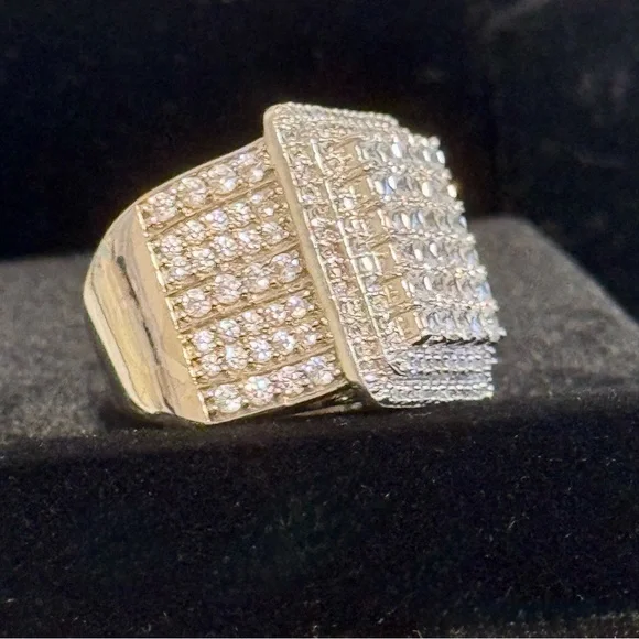 3.9 Carat ICED OUT CZ Pave WHITE Gold Rhodium Plated 925 Sterling…