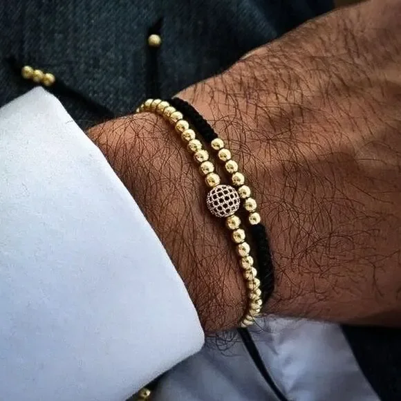 Gold & Black Metal Bead Bracelet