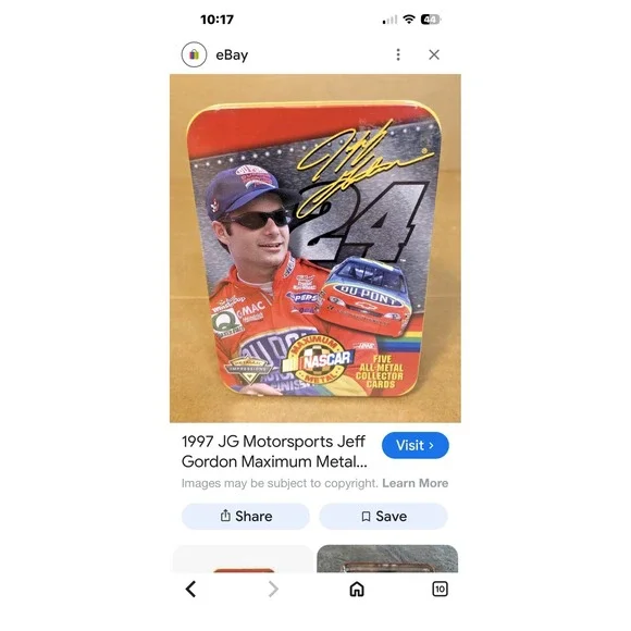 1997 Jeff Gordon 24 NASCAR Maximum Metal 5 Card Set Metallic‎ Impressions Tin