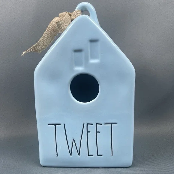 RAE DUNN Bird House Teal Blue TWEET Artisan Collection By Magenta Ceramic