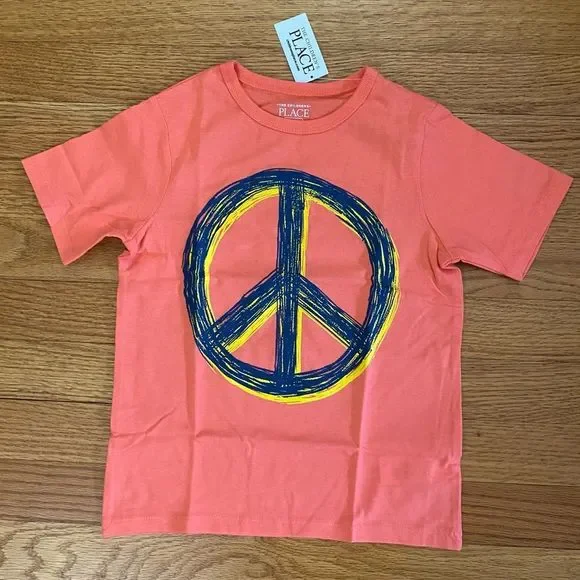 The children’s place (peace sign) tshirt, Size 4T, Color PAPAYA SORBET New
