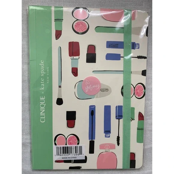 Clinique x Kate Spade Makeup Illustration Notebook Green Elastic Band#582