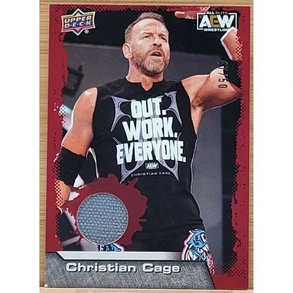 2022 UPPER‎ DECK AEW CHRISTIAN CAGE MAT RED RELIC #D/50