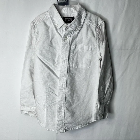 005 The Children's Place White Casual Button-Down Shirt Boys Toddlers Size 4T