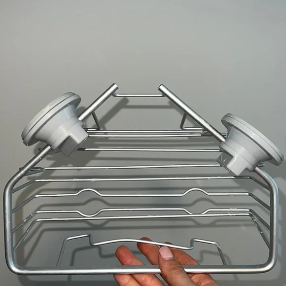 Stainless steel bath caddy, suction to wall