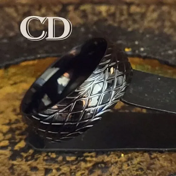 Men's Black Racing Tire Promise Ring Band - Tire Tread Promise Ring For Guys -