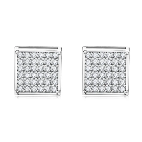 Sterling silver diamond earrings men or women