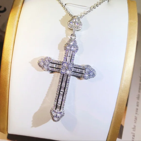 Sterling silver diamond cross