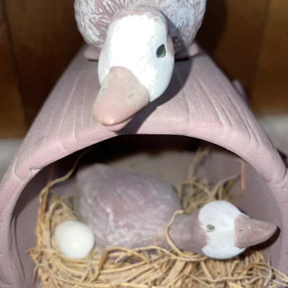 Ceramic Geese Duck With Mailbox Egg Nest‎ Four Birds