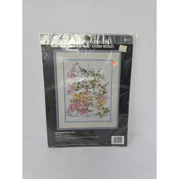Bucilla Blossoming Bird Cage 40510 Cross Stitch Kit 12x16