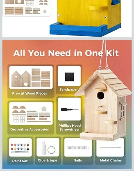 DIY Wooden Birdhouse Kit – Natural Wood