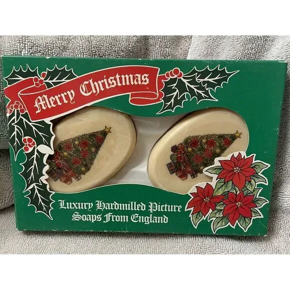 Luxury Hand Milled Picture Soaps‎ England Merry Christmas Trees New Box England